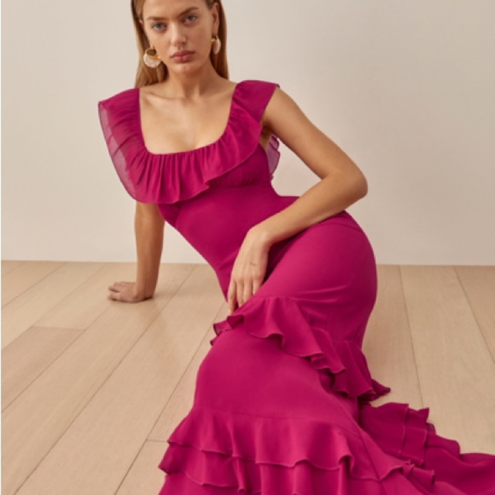 Reformation Tripoli Dress in Rhubarb